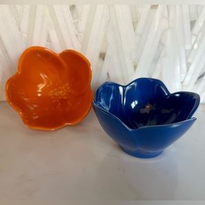 (2 total) 1 Orange & 1 Blue Melamine Tulip Dip or Sauce Bowls.